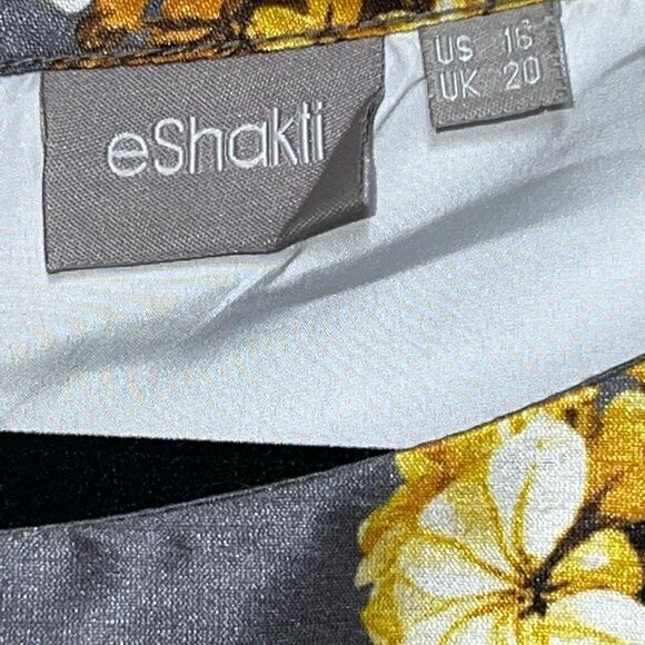 NWOT eShakti Quincy Grey Yellow Dragonfly Floral Mother of the Bride Dress Sz 16 - Picture 7 of 8